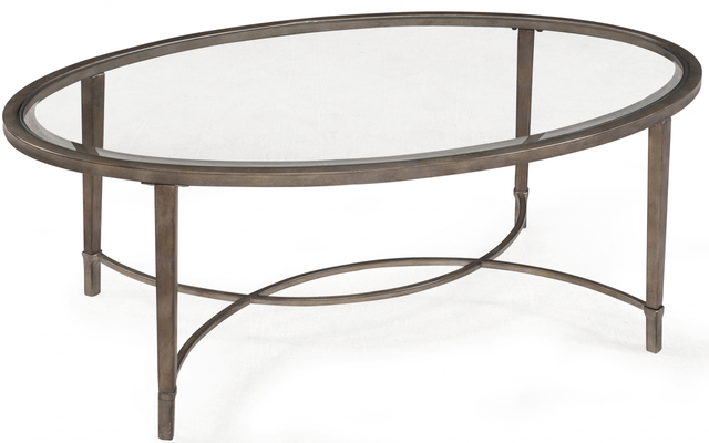 Magnussen Home® Copia Glass Top Oval Cocktail Table with Antiqued Silver/Gold Tint Base-0