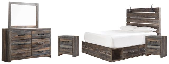 Signature Design by Ashley® Drystan 5-Piece Brown Rustic Queen Storage Bed Set