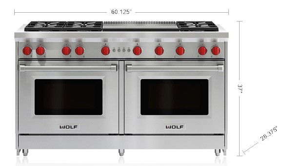 Wolf® 60" Stainless Steel Pro Style Gas Range-3