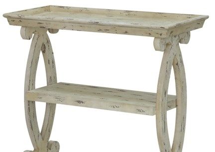 Crestview Collection Newport Distressed White Shaped Console Table-1