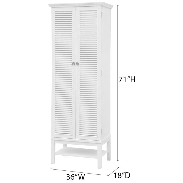Crestview Collection Magnolia Louvered 2 Door Tall White Storage Cabinet-1