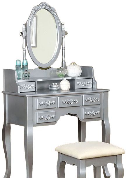 Furniture of America® Harriet 3-Piece Silver Vanity Set