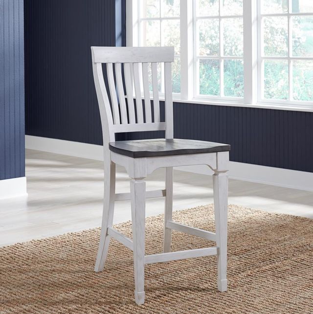 Liberty Furniture Allyson Park Charcoal/Wirebrushed White Counter Height Slat Back Chair 7