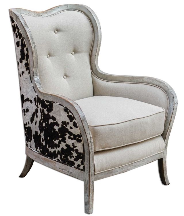 Uttermost® Chalina Millky White Arm Chair-1