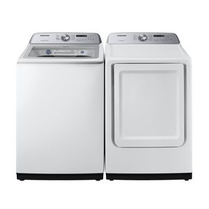Samsung 4.9 cu.ft. Top Load Washer and Electric Dryer pair w/ Super Speed and Steam Sanitize+