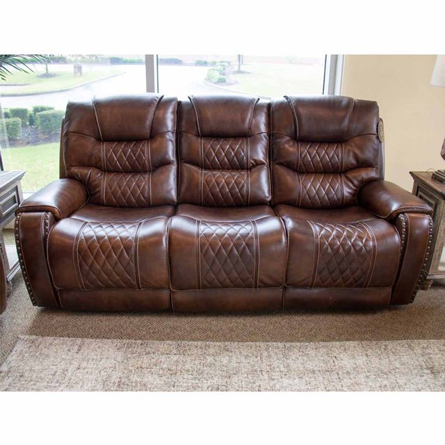 Corinthian Furniture Sahara Leather Reclining Sofa with Drop Down Table-2