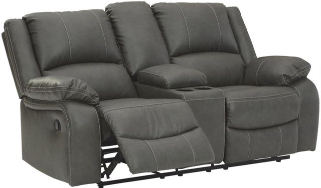 Signature Design by Ashley® Calderwell Gray Reclining Loveseat with Console 2