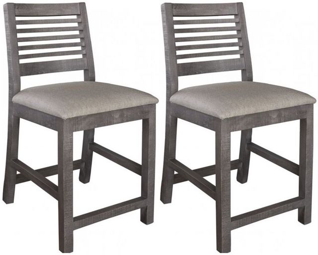 International Furniture Direct Stone 2-Piece Warm Gray Upholstered Bar Stool Set