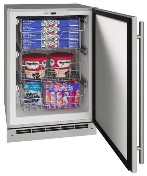 U-Line® 4.9 Cu. Ft. Stainless Solid Outdoor Convertible Freezer -0