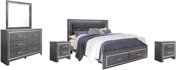 Signature Design By Ashley® Lodanna 5-Piece Gray King Panel Bed Set ...