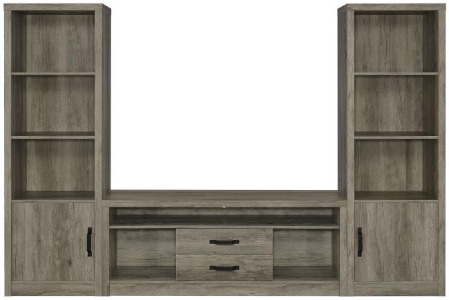 Coaster Burke 3 Piece Grey Driftwood Entertainment Center Set