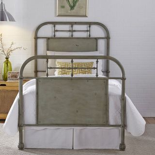 Liberty Vintage Green Metal Twin Bed with Rails