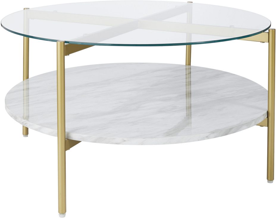 Signature Design by Ashley® Wynora White/Gold Round Coffee Table