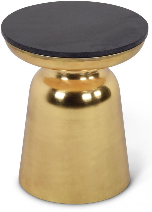 Steve Silver Co. Jovana Black Granite Top Jovana Round End Table with Brushed Bronze Base-0