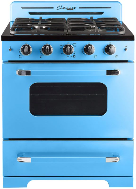 Unique® Appliances Classic Retro 30" Robin Egg Blue Freestanding Natural Gas Range