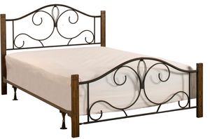 Hillsdale Furniture Destin Oak Full Metal Bed with Frame and Wood Posts