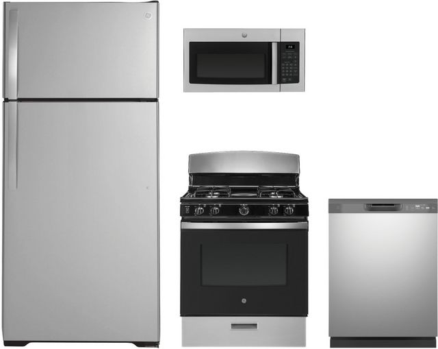 GE® 4 Piece Stainless Steel Kitchen Package 