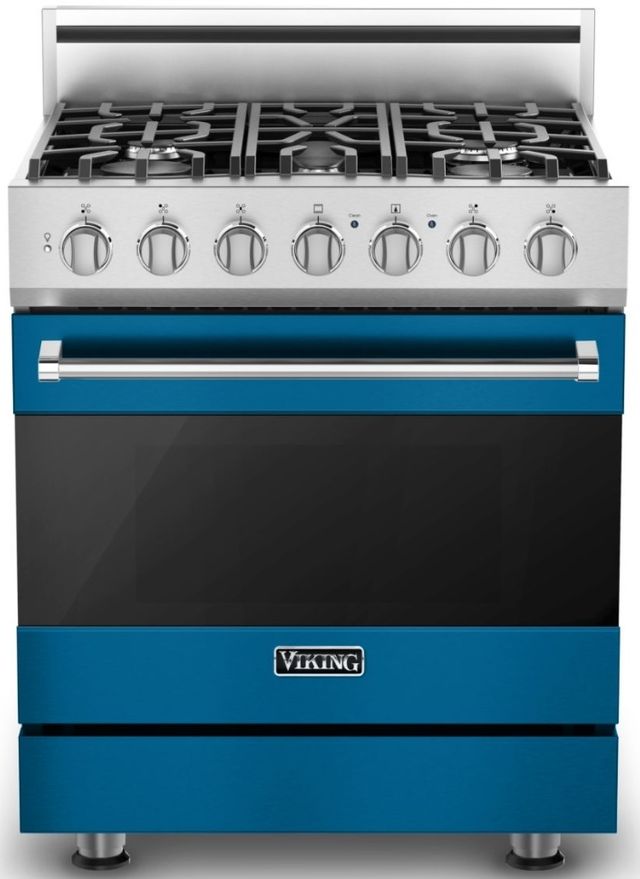 Viking® 3 Series 30" Alluvial Blue Pro Style Dual Fuel Natural Gas Range 27