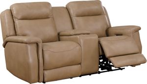 Leather Italia™ Fischer Saddle Power Reclining Loveseat with Console