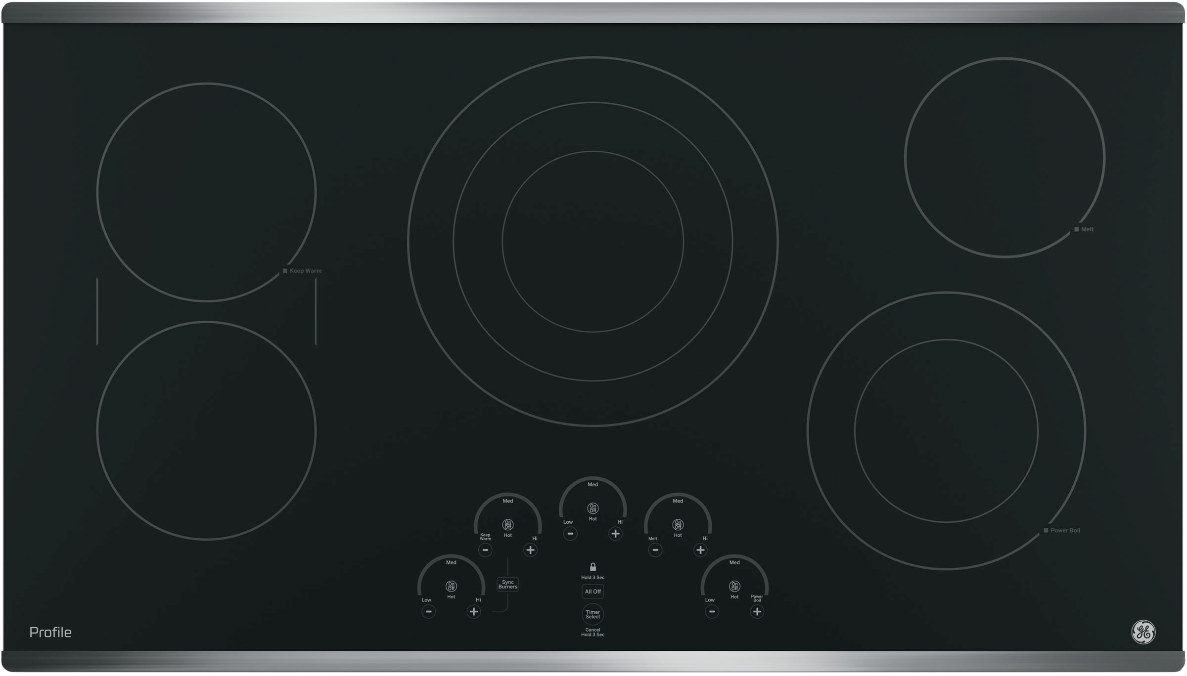 GE Profile™ Series 36" Black with Stainless Steel Electric Cooktop-PP9036SJSS