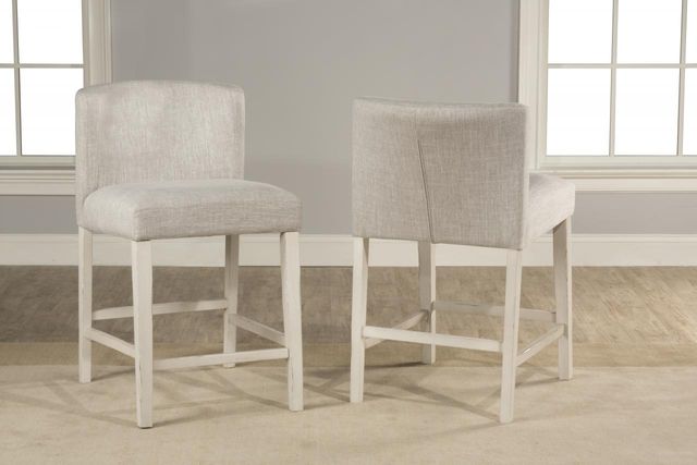 Hillsdale Furniture Clarion Sea White Non-Swivel Wing Arm Counter Height Stool 0