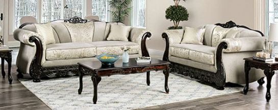 Furniture of America Nicanor Tan Gold Loveseat