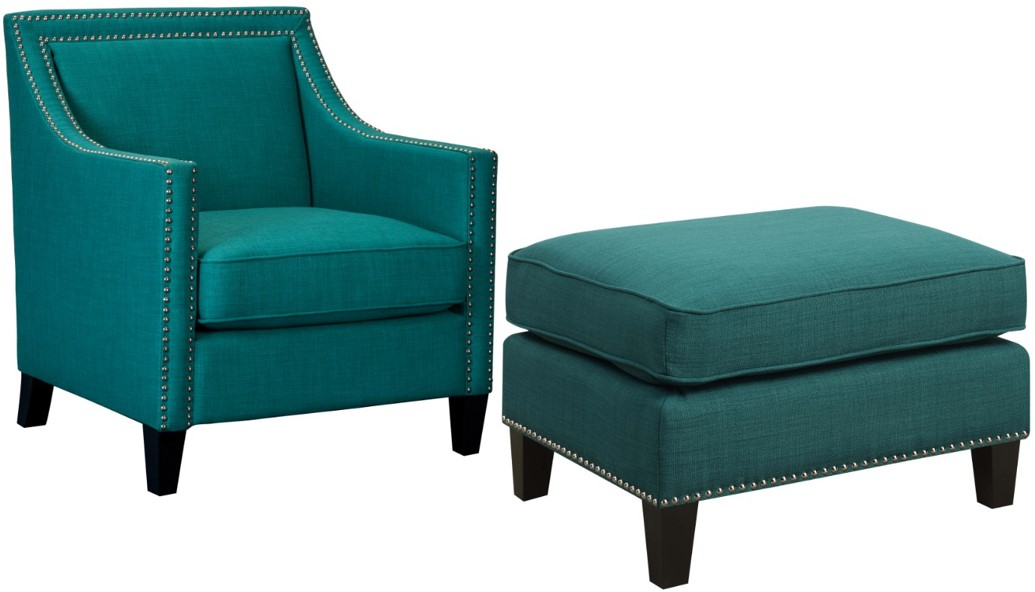 Teal chair and discount ottoman