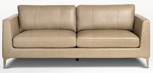 Alder & Tweed Furniture Company Milo Marbled Concrete/Light Antique Brass All Leather Sofa-1