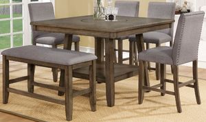 Crown Mark Manning 6-Piece Brown/Gray Counter Height Dining Table Set