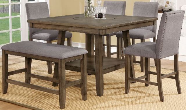 Crown Mark Manning 6-Piece Brown/Gray Counter Height Dining Table Set-0