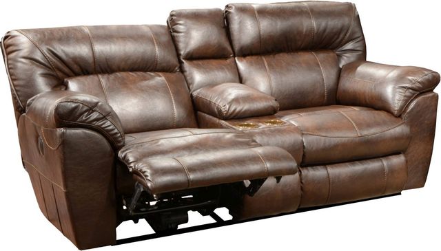 Catnapper® Nolan Godiva Power Extra Wide Reclining Console Loveseat with Storage & Cupholders 2