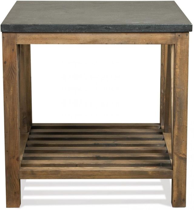 Riverside Furniture Weatherford Bluestone Rectangle Side Table with Reclaimed Natural Pine Base-0