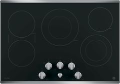GE Profile™ Series 30" Black with Stainless Steel Electric Cooktop-PP7030SJSS