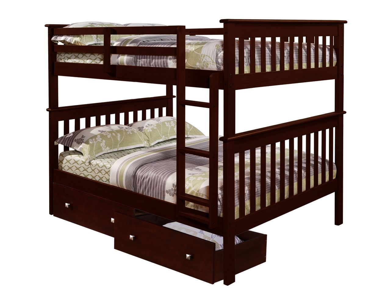 Donco Trading Company Full/Full Mission Bunk Bed With Dual Under Bed Drawers