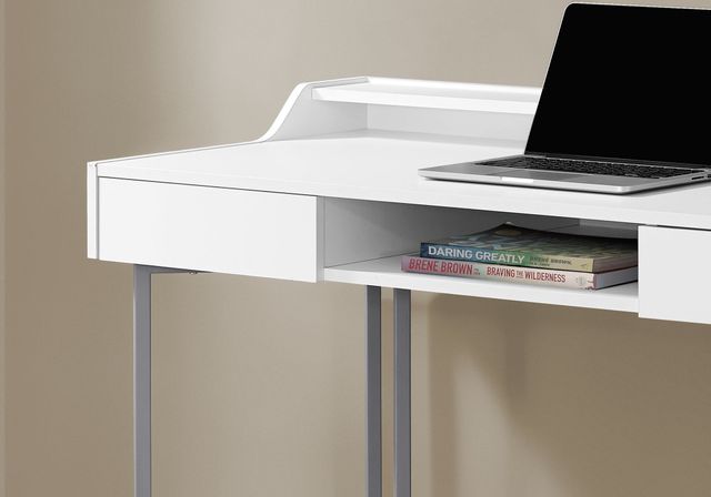 Monarch Specialties Inc. 48"L White and Silver Metal Computer Desk 2
