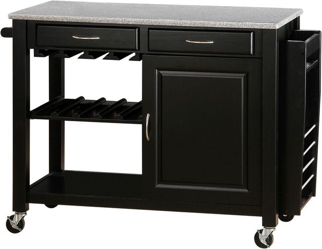 Coaster® Black Kitchen Cart With Granite Top