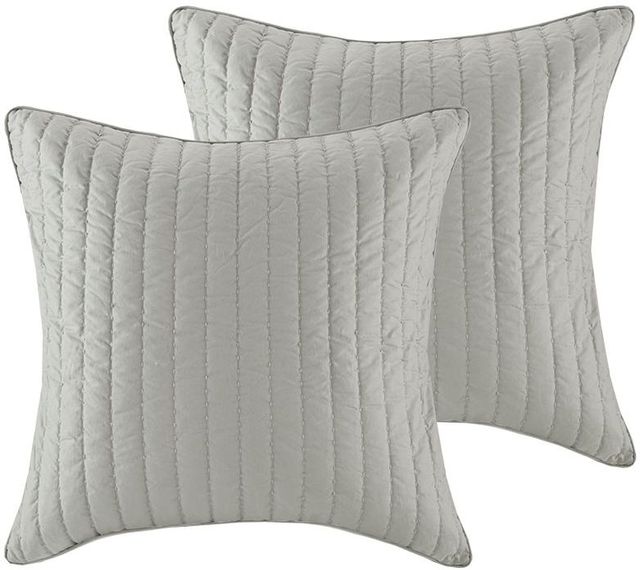 Olliix by INKY+IVY Grey Camila Quilted Euro Sham-0