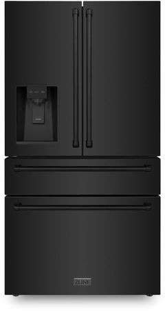 ZLINE 36 In. 21.6 Cu. Ft. Fingerprint Resistant Black Stainless Steel Counter Depth French Door Refrigerator