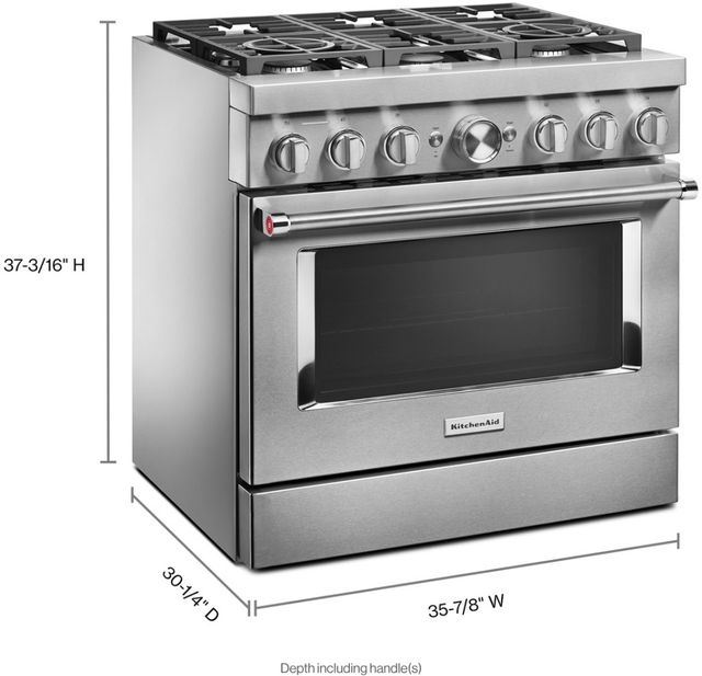 KitchenAid® 36" Stainless Steel Commercial Style Freestanding Dual Fuel Range 62