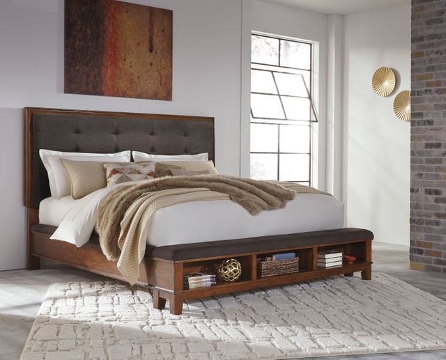 Signature Design by Ashley® Ralene Dark Brown King Upholstered Panel Bed 1