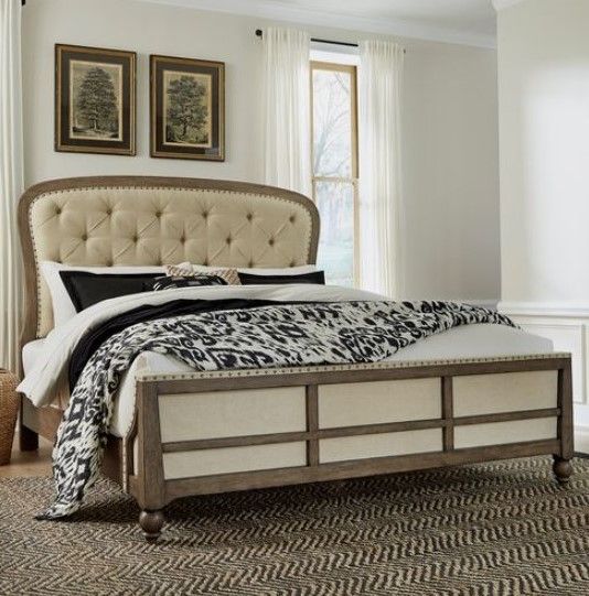 Liberty Americana Farmhouse Beige/Dusty Taupe King Shelter Bed-2