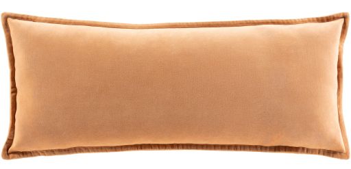 Surya Cotton Velvet Camel 12"x30" Toss Pillow with Down Insert-0