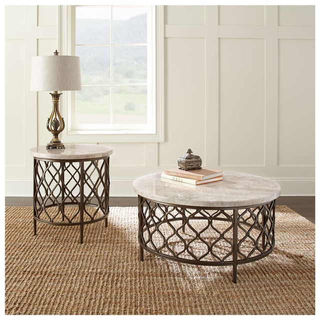 Steve Silver Co. Roland Round Stone Top End Table-3