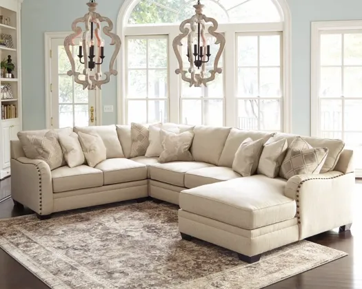 Ashley® Luxora 4-Piece Bisque Sectional Set with Chaise 1