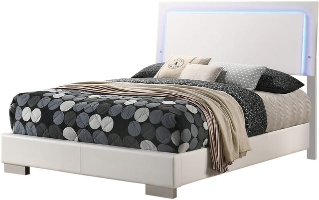 Coaster® Felicity Glossy White Lighted Queen Bed 15