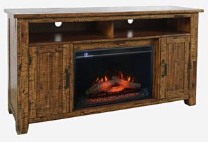 Jofran Inc. Cannon Valley Brown Fireplace with Logset