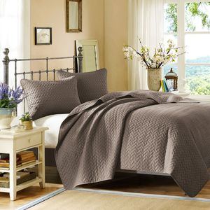 Olliix by Hampton Hill Taupe Queen Velvet Touch Coverlet Set