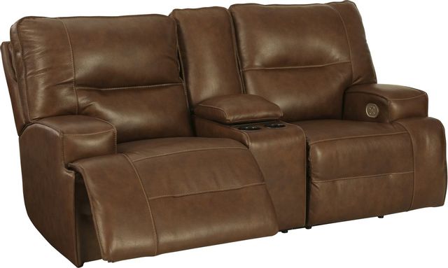 Signature Design by Ashley® Francesca Auburn Power Reclining Loveseat with Console 1