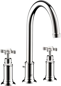 AXOR Montreux Chrome Widespread Faucet 180 with Cross Handles and Pop-Up Drain, 1.2 GPM