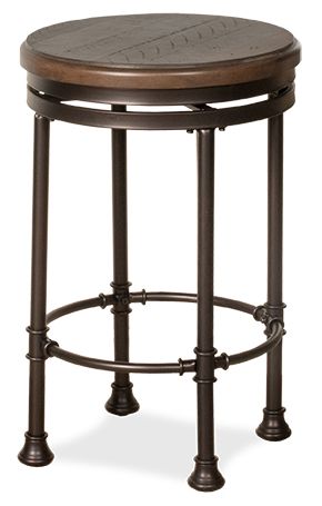 Hillsdale Furniture Casselberry Distressed Walnut Brown Metal Swivel Counter Stool